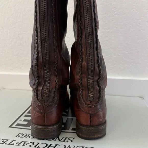 Frye Vintage Veronica Twist Back Zip in Brown/Tan Distressed Size 9 - Picture 8 of 12